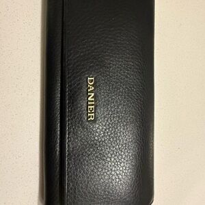 Danier Black Leather wallet with Gold Accent